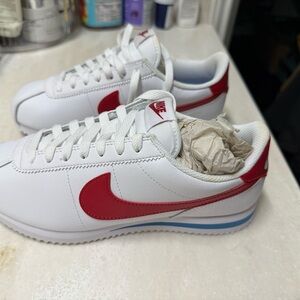 Nike White and Red Classic Sneakers